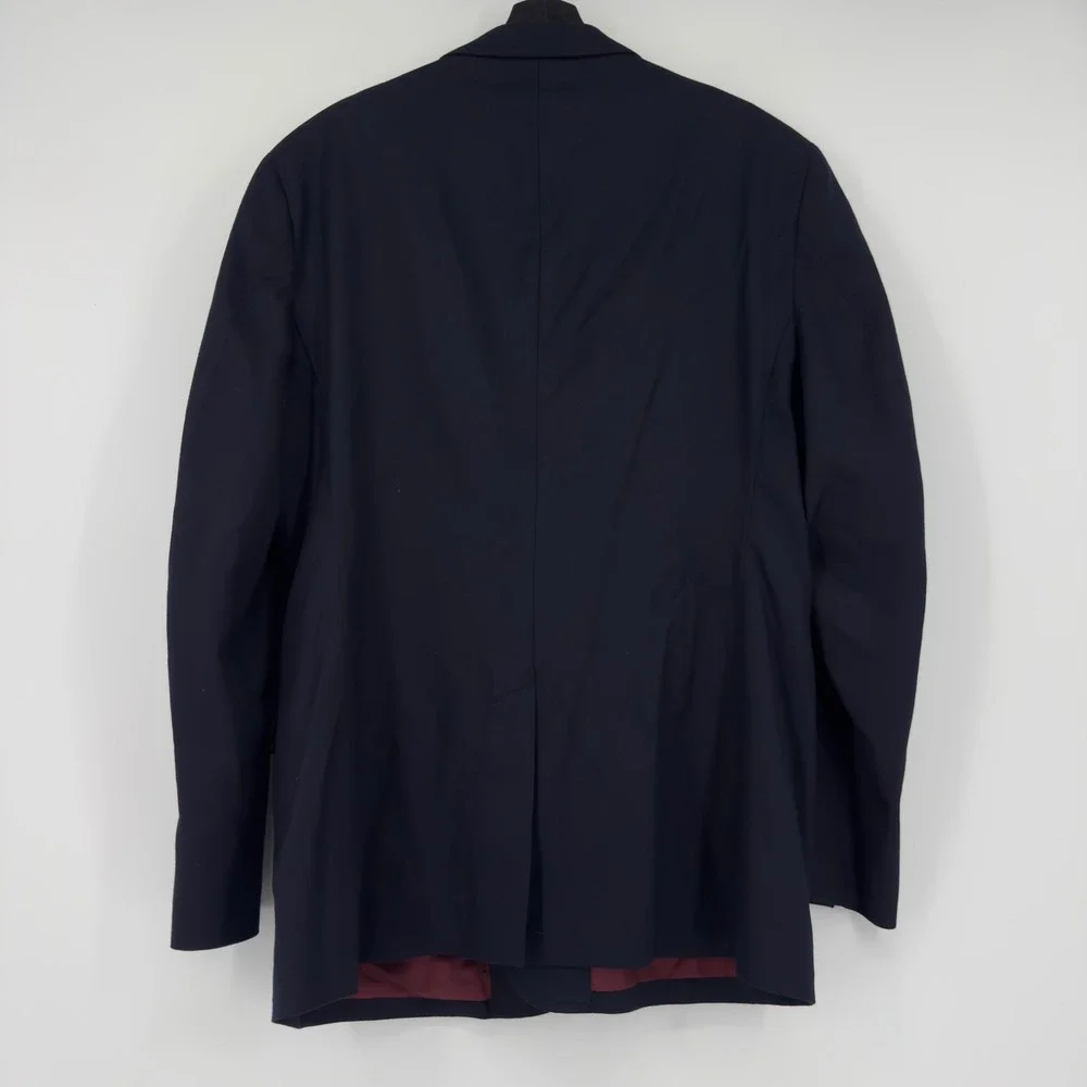 J.Crew Mens Navy Blue Wool Blazer Gold Anchor Buttons Sport Coat 44R Preppy
